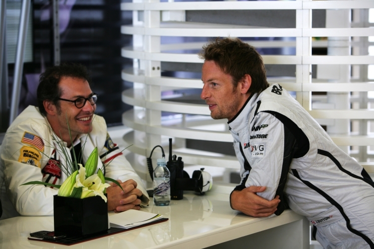 Jaques Villeneuve mit Jenson Button(re.)