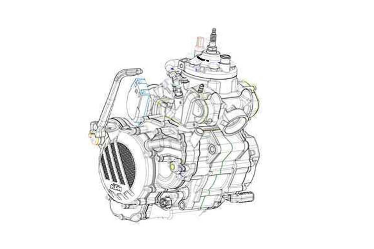 Die Zeichnung des neuen KTM-Zweitakt-Einspritzers