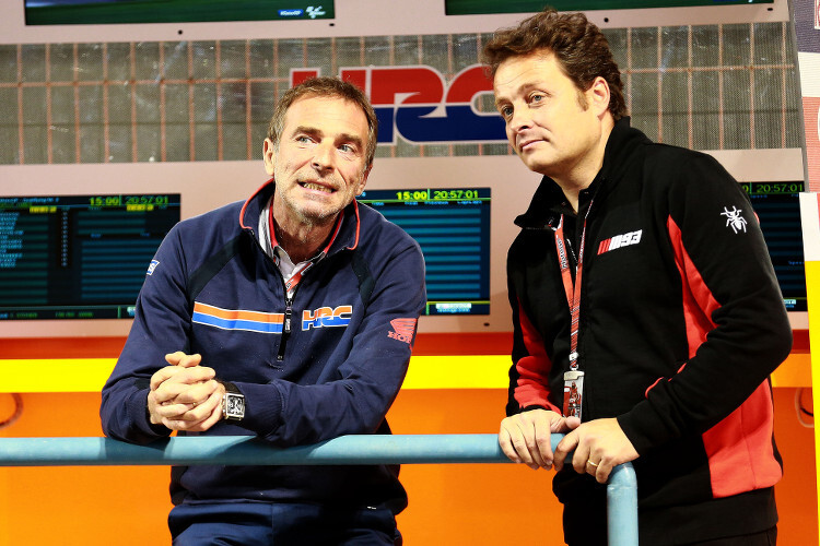 HRC-Sportdirektor Livio Suppo mit Márquez-Manager Emilio Alzamora