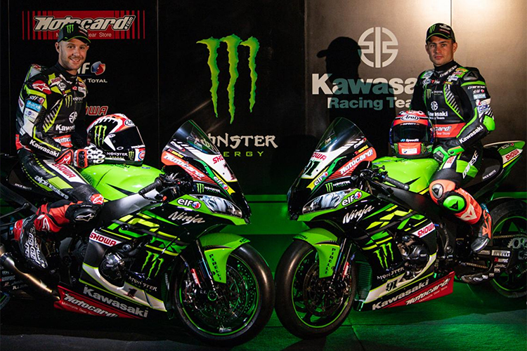 Die Kawasaki-Werksfahrer 2019: Jonathan Rea (li.) und Leon Haslam