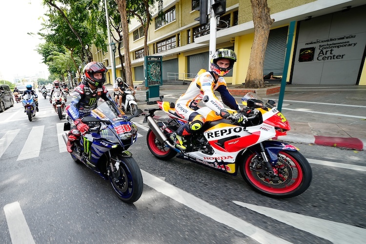 Die MotoGP-Stars waren auch auf Bikes unterwegs