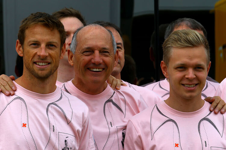 Ron Dennis mit Jenson Button und Kevin Magnussen