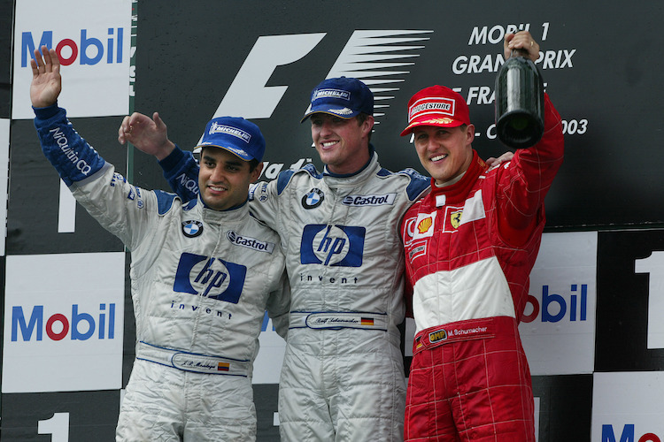 Montoya mit Ralf und Michael Schumacher