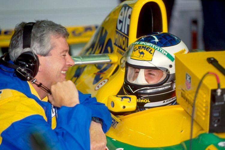 Pat Symonds und Michael Schumacher 1993 in Monza