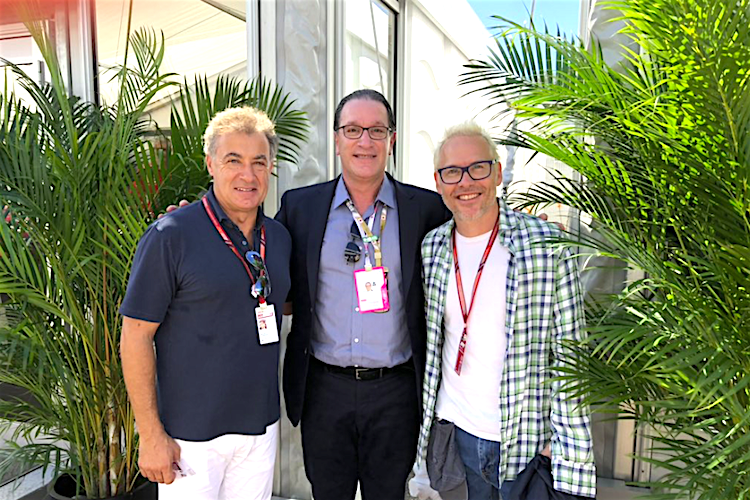 Eugen Arocca (Mitte) mit Jean Alesi und Jacques Villeneuve