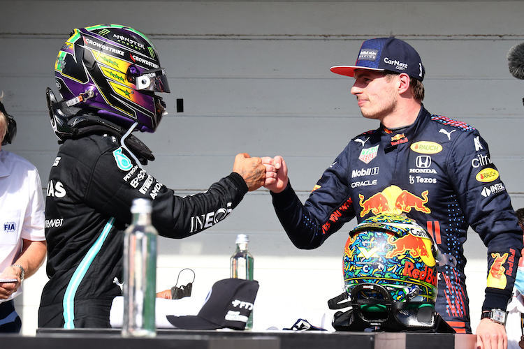 Lewis Hamilton und Max Verstappen in Brasilien