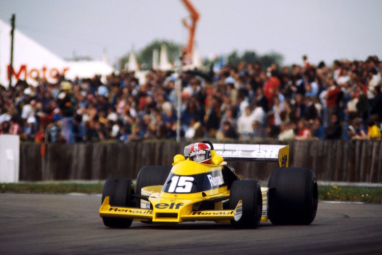Jabouille bei der Turbo-Premiere von Renault in Silverstone 1977