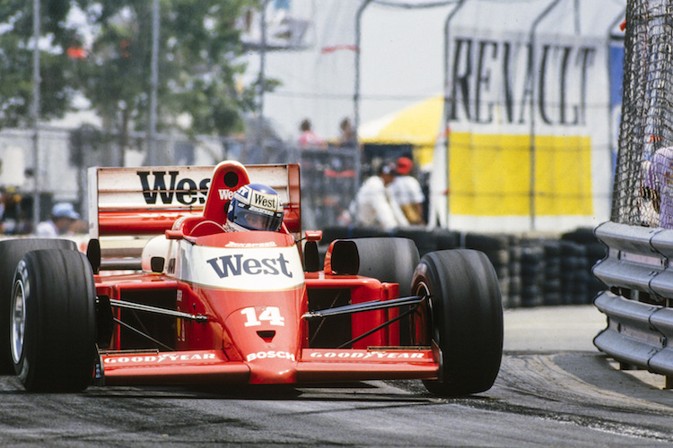 Der Formel-1-Rennwagen von Zakspeed 1986 mit Jonathan Palmer in Detroit