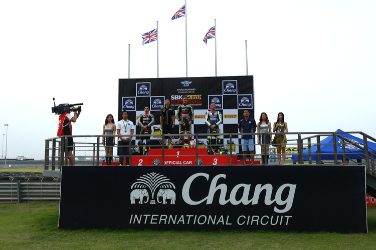 Superbike-WM-Siegerehrung in Thailand  am 22. März 2015