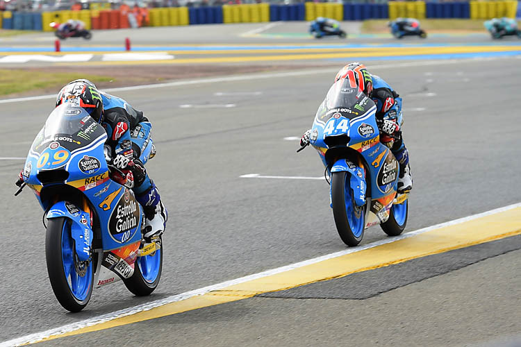 Jorge Navarro und Aron Canet auf ihren Moto3-Honda-Bikes