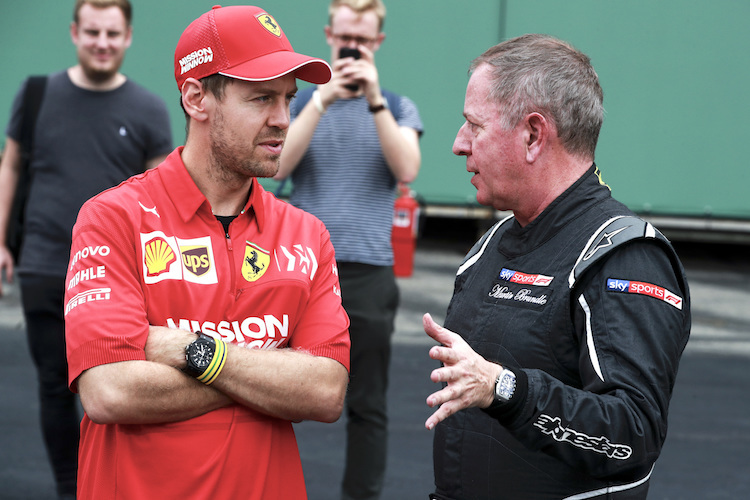 Sebastian Vettel und Martin Brundle 2019 in Brasilien