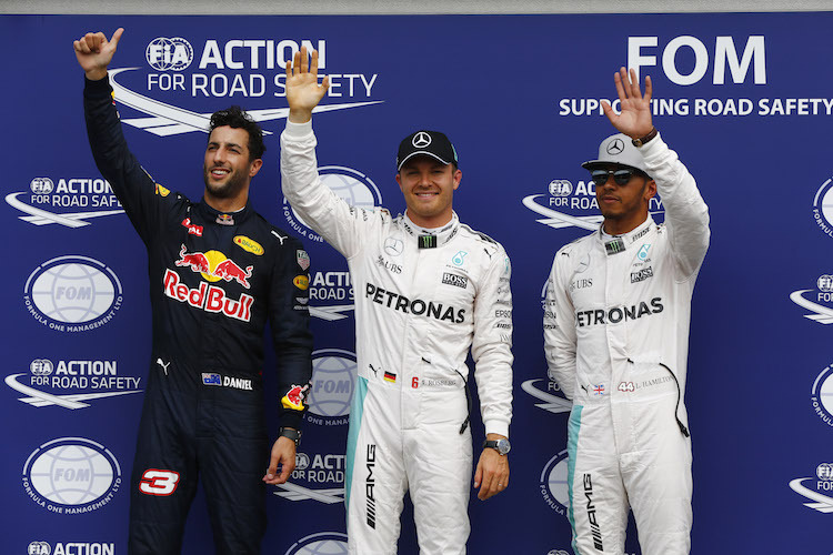 Ricciardo, Rosberg, Hamilton