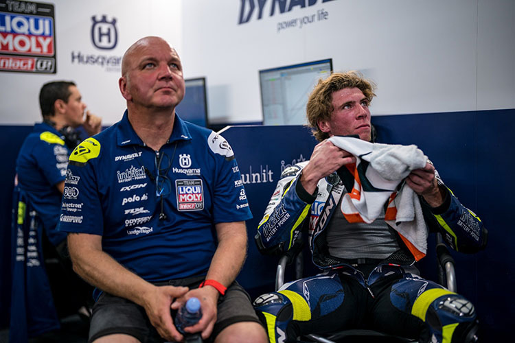 Nur ein Punkt in Thailand: Moto2-Teammanager Jürgen Lingg mit Darryn Binder