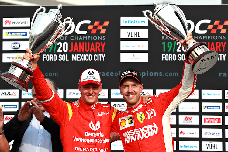 Mick Schumacher und Sebastian Vettel beim Race of Champions 2019 in Mexiko