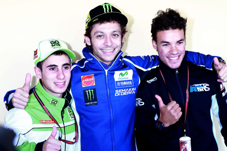 Valentino Rossi 2014 mit Antonelli und Morbidelli
