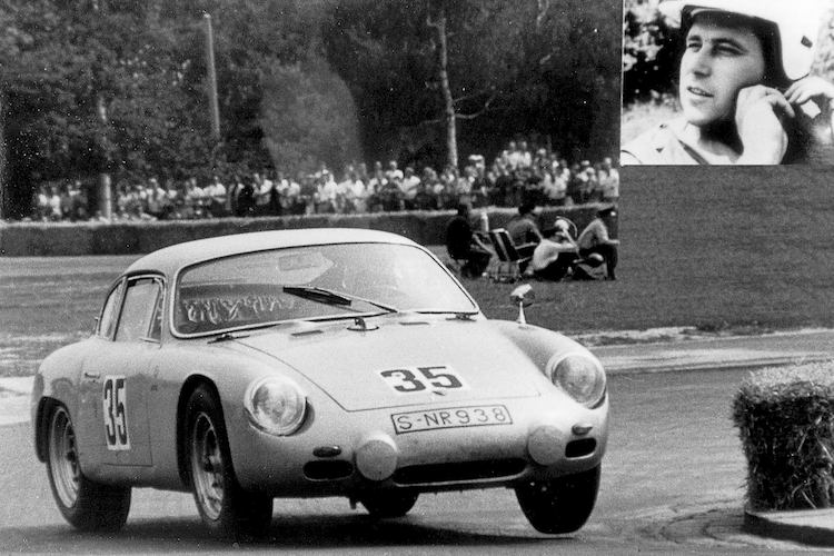 Porsche-Autogrammkarte von 1963: Linge Im Abarth Carrera auf Titelkurs am Norisring 1963 