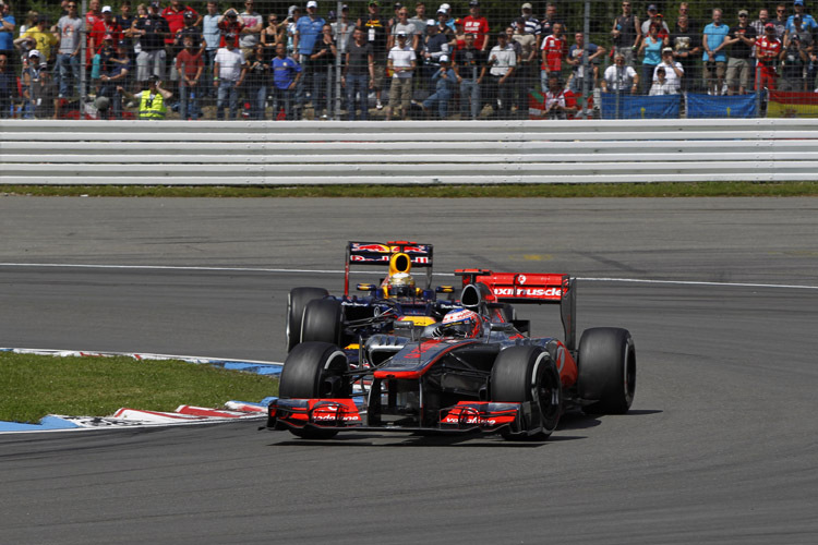 Button und Vettel beim Hockenheim-Duell