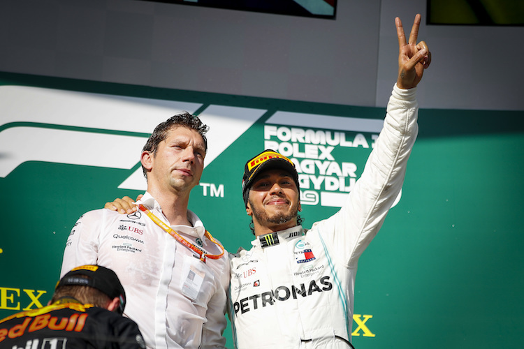 James Vowles und Lewis Hamilton 2019 in Ungarn