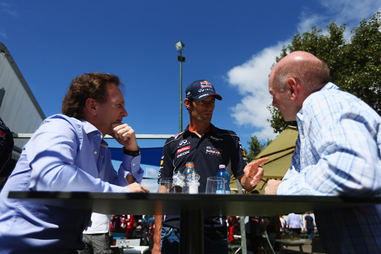 Weltmeister-Rat: Christian Horner, Mark Webber und Adrian Newey