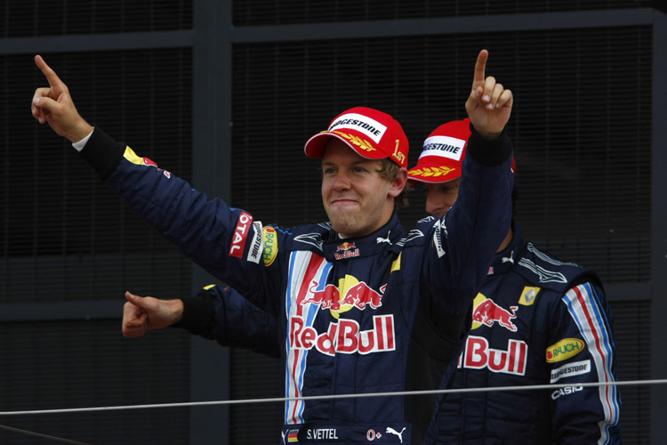 So sehen Sieger aus: Sebastian Vettel