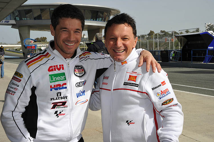 Lucio Cecchinello 2012 in Jerez mit Fausto Gresini