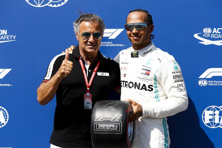 Jean Alesi und Lewis Hamilton 2019 in Le Castellet
