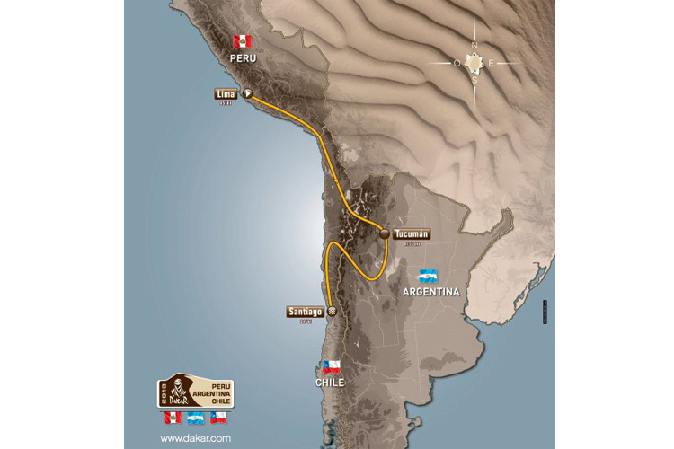 Der Streckenverlauf der Rallye Dakar 2013