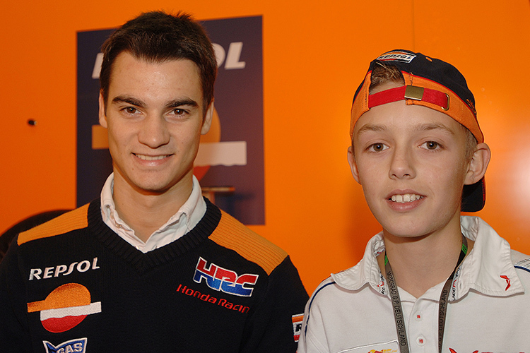 2006 auf dem Sachsenring: Dani Pedrosa und der zwölfjährige Jonas Folger 