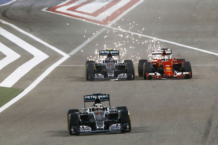Mercedes gegen Ferrari im Bahrain-GP 2015