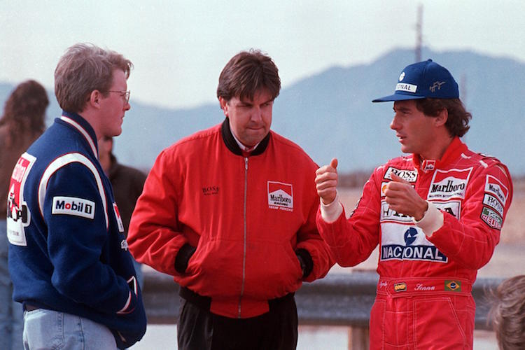 Paul Tracy (links) spricht über den IndyCar-Test von Ayrton Senna