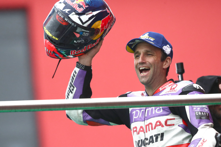Johann Zarco fought his way to the podium in second place