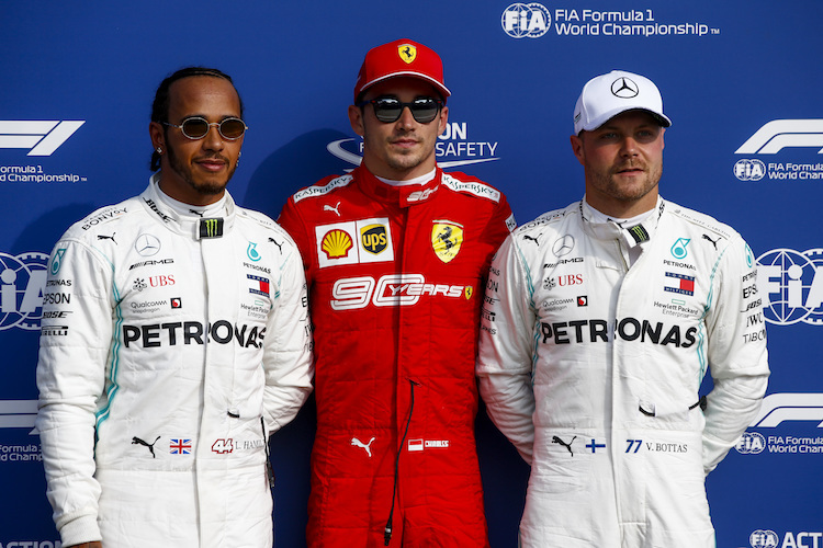  Lewis Hamilton, Charles Leclerc und Valtteri Bottas