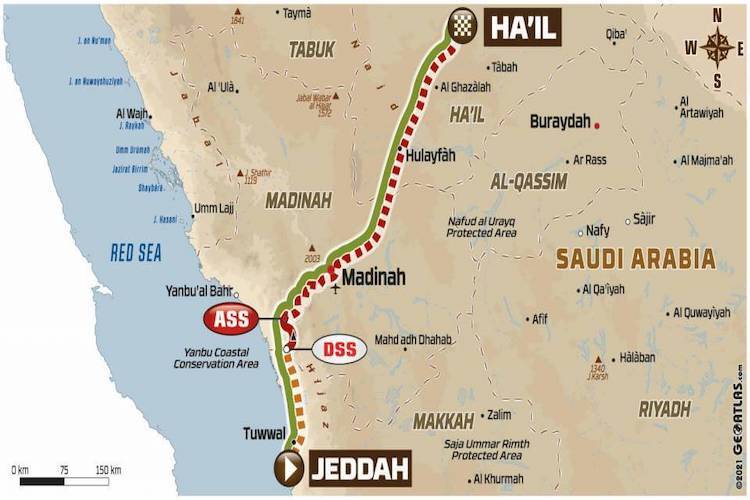 Die Route zum Auftakt in Saudi-Arabien