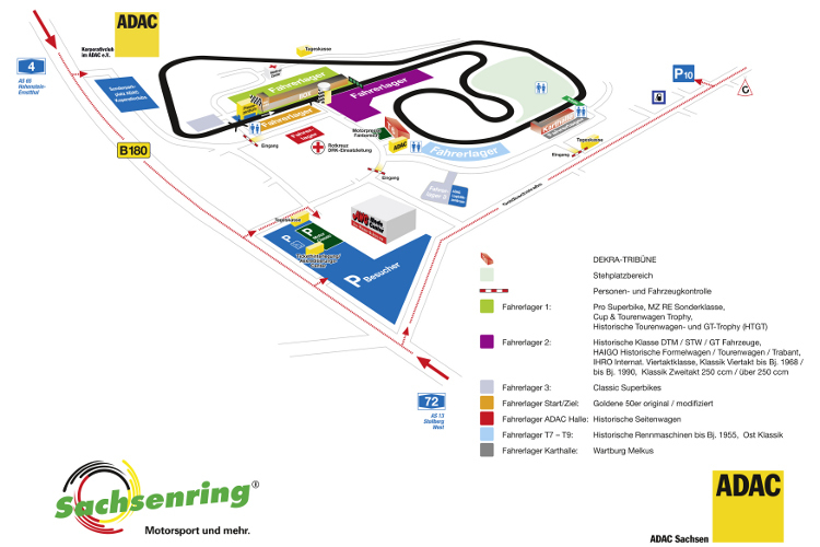 Lageplan für den ADAC Sachsenring Classic 