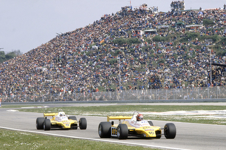 Die ATS-Fahrer Eliseo Salazar und Manfred Winkelhock in Imola 1982