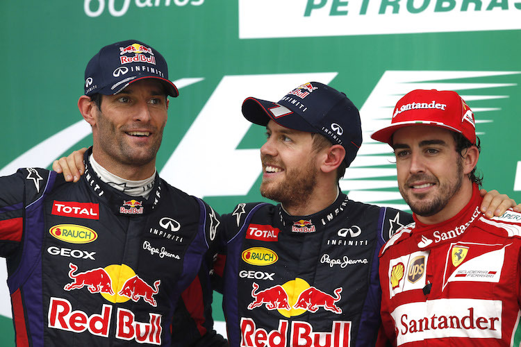 Mark Webber, Sebastian Vettel und Fernando Alonso