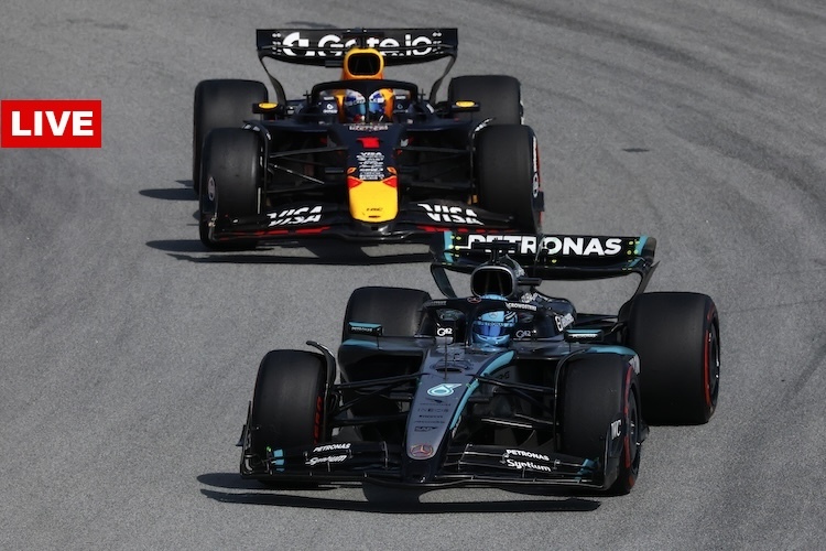 George Russell und Max Verstappen
