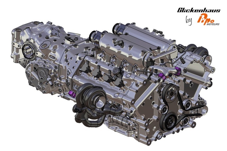 So soll der V8-Turbomotor mit 3.5 Litern Hubraum von Pipo Moteurs für das Glickenhaus-Hypercar aussehen