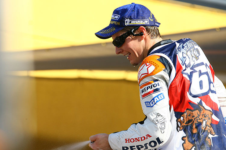 Nicky Hayden bei seinem MotoGP-Titelgewinn in Valencia 2006