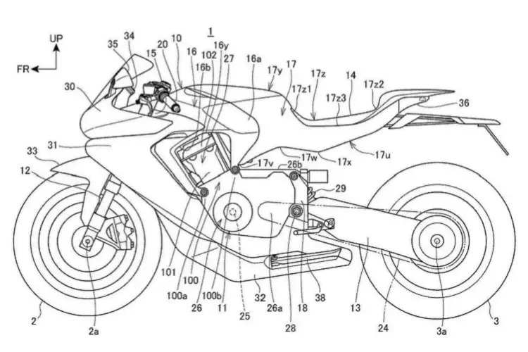 Honda-Patent: Leichtbau-Fireblade mit radikal minimiertem Chassis und Einarmschwinge