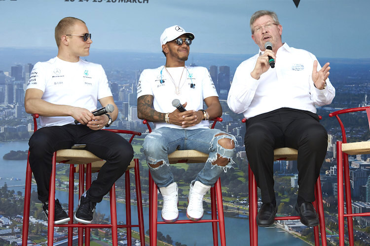 Valtteri Bottas, Lewis Hamilton und Ross Brawn
