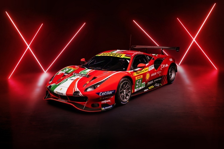 Blick auf den Ferrari 488 GTE Evo von AF Corse für die Saison 2022 der FIA WEC