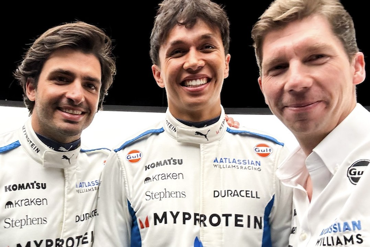 Teamchef James Vowles (rechts): Selfie mit Carlos Sainz und Alex Albon