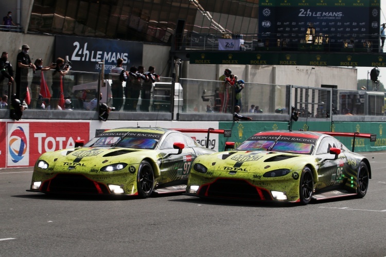 Die beiden Werks-Aston Martin Vantage bei den 24h Le Mans 2020