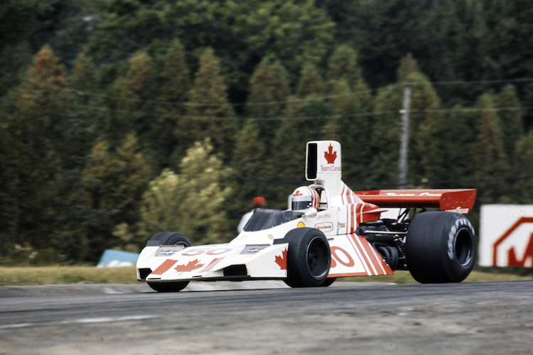 Der Kanadier Eppie Wietzes mit seinem Brabham-Ford beim Heimrennen in Mosport 1974
