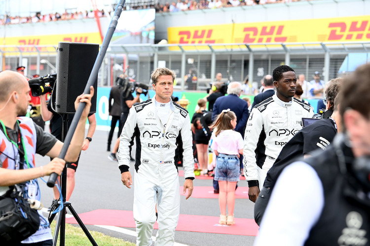 Brad Pitt bei Dreharbeiten in Silverstone