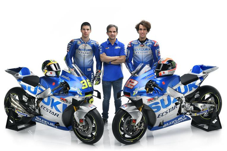 2020: Suzuki-Teammanager Davide Brivio mit seinen Hoffnungsträgern Joan Mir und Alex Rins