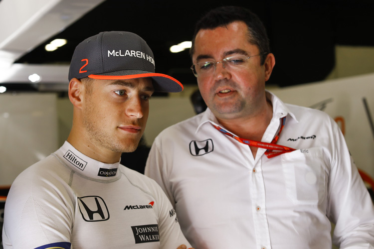 McLaren-Rennleiter Eric Boullier mit Schützling Stoffel Vandoorne