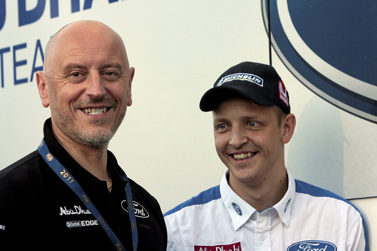 Ford-Sportchef Gerard Quinn (l.) und Mikko Hirvonen (r.)