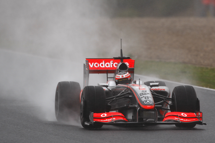 Heikki Kovalainen im Regen von Jerez.
